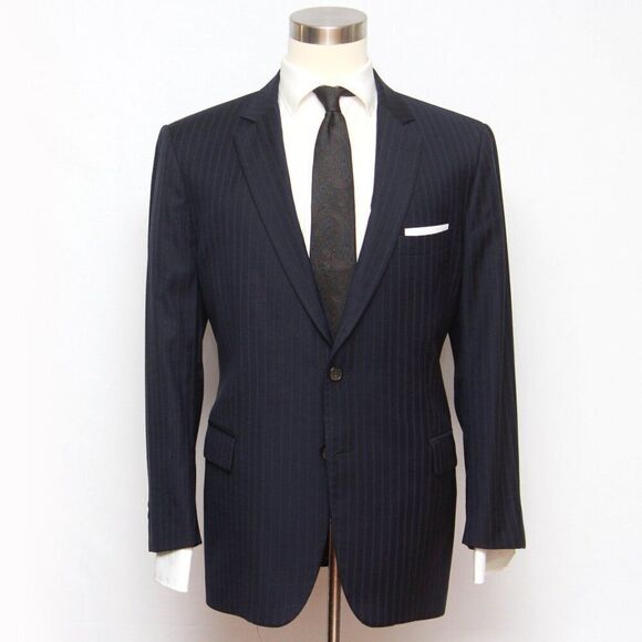 Brooks Brothers Men's Sportcoat Jacket Wool Blazer 46R Made Italy Navy Striped - Picture 1 of 14